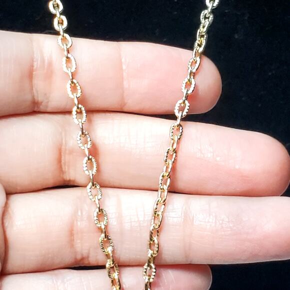 Vintage Floral Blue Rose Necklace Gold Tone 24" Hong Kong - Picture 5 of 7